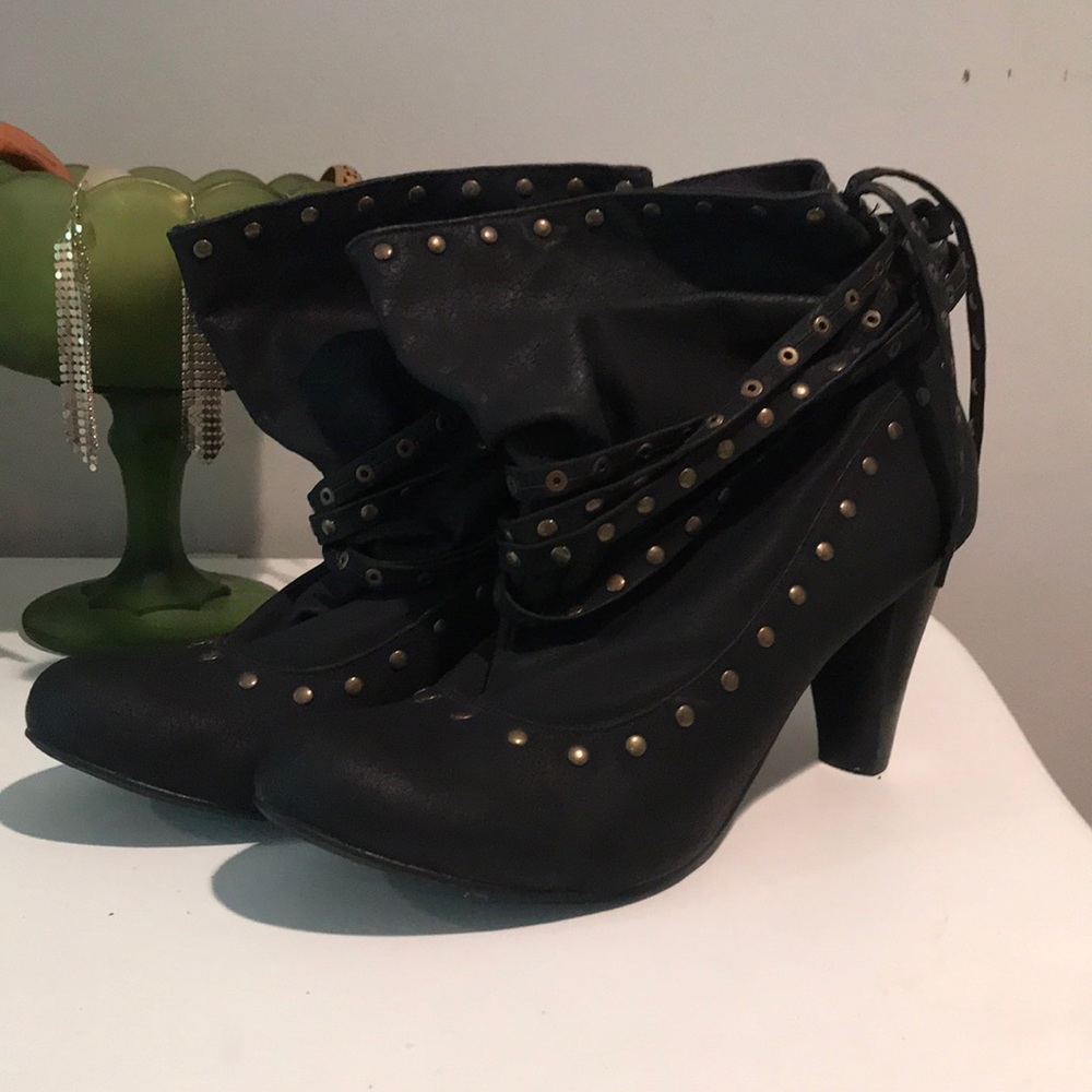 Not Rated unique black strap + stud booties